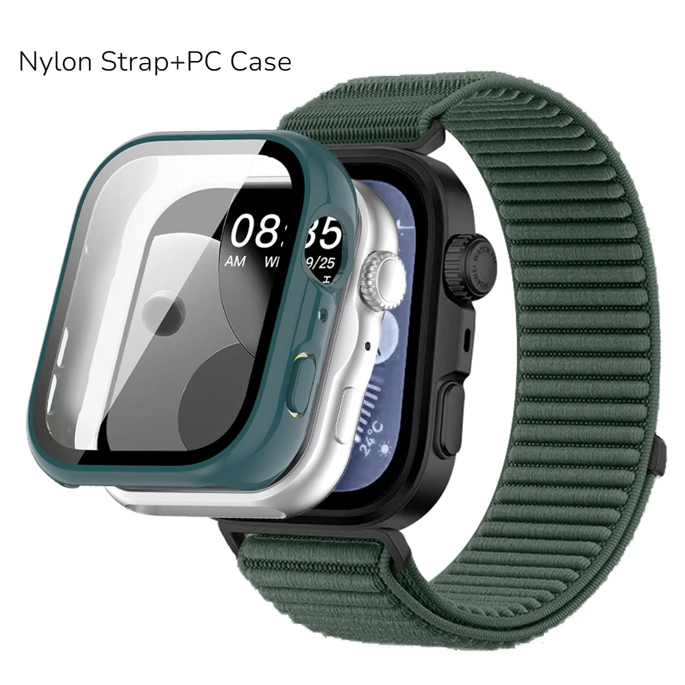 Premium Nylon Strap with Durable PC Case for Smartwatch – Tempered Glass Protection Included