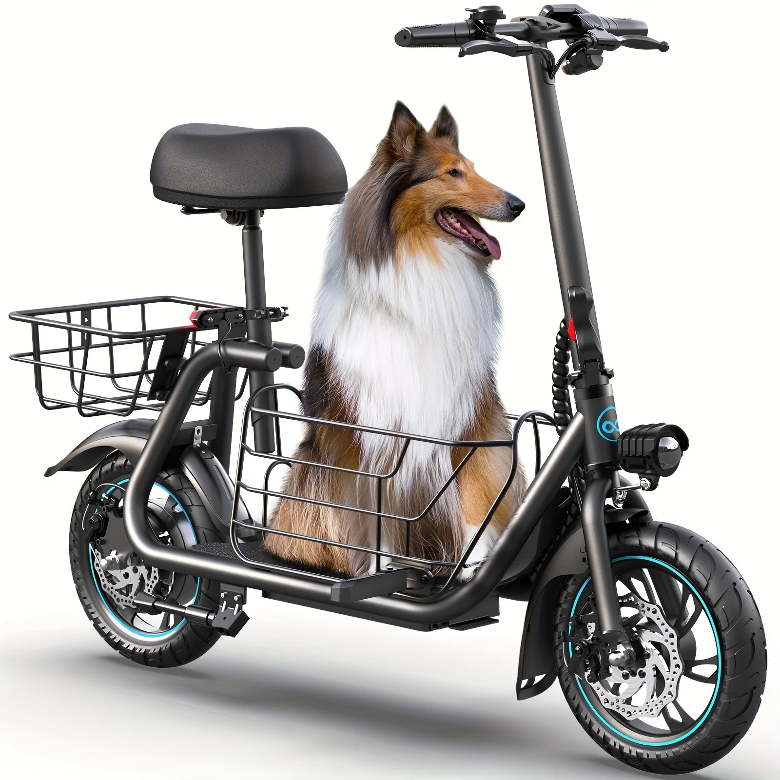 Gyroor Electric Scooter with Basket for Pet, 3 Riding Modes Foldable Electric Scooter for Adults-up to 20 Miles 18.6MPH
