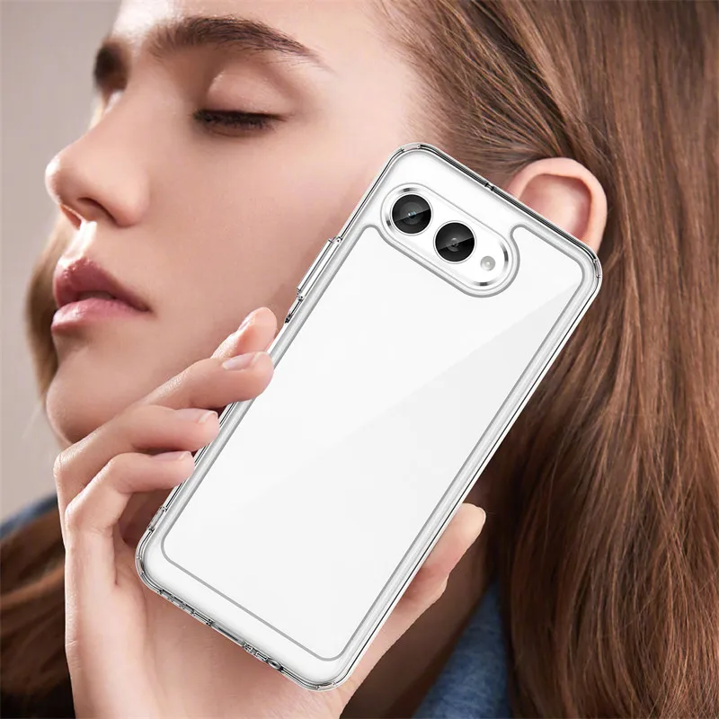 Transparente t mobile t phone 3 Hülle, die die Rückseite zeigt: klare stoßfeste TPU-Abdeckung und ein eleganter silberfarbener Rahmen mit präzisen Aussparungen für das Kamera-Modul
