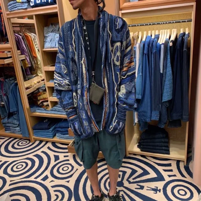 トップス KAPITAL cardigan Kapital 8G jacquard knit SPEAKEASY pattern short cardigan