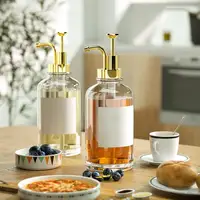 2Pcs 17oz Coffee Syrup Dispenser Clear Glass Syrup Pump Bottle Coffee Bar Accessories Shampoo Dispenser for Home Hotel 1