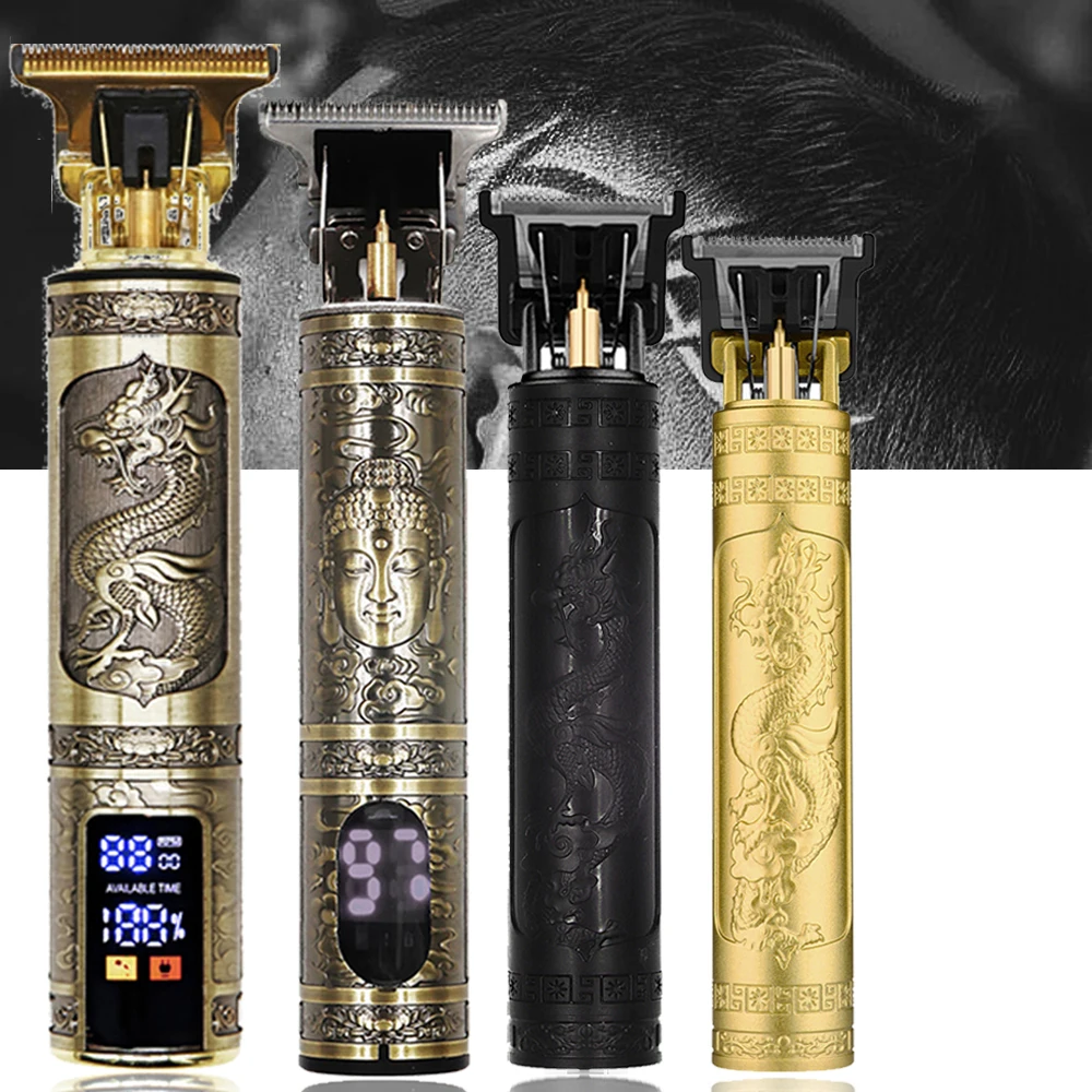 빈티지 T9 전기 이발기 헤어 클리퍼 전문가용 남성 면도기 충전식 바버 트리머 남성용 드래곤 부처