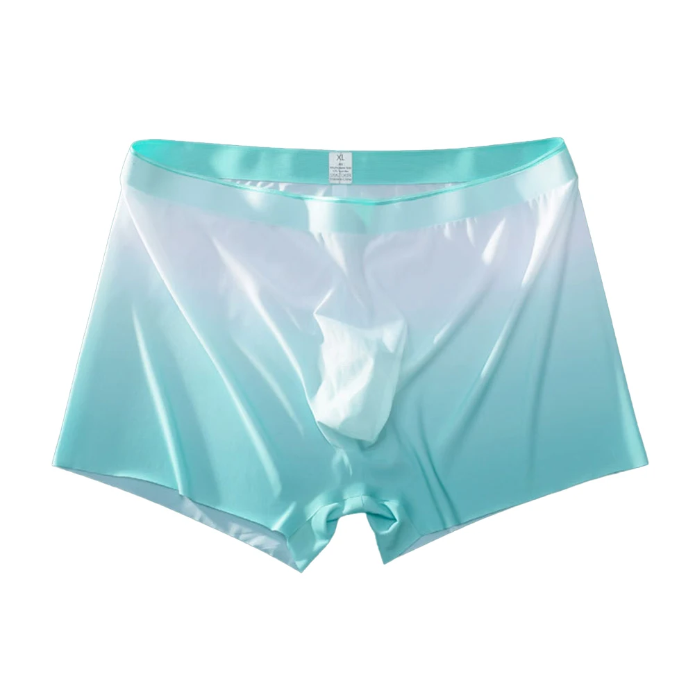 

Men Sheer Ice Silk Boxer Briefs Perspective Comfortable Underpants Breathable Moisture Shorts Underwear Sexy Bulge Pouch Panties