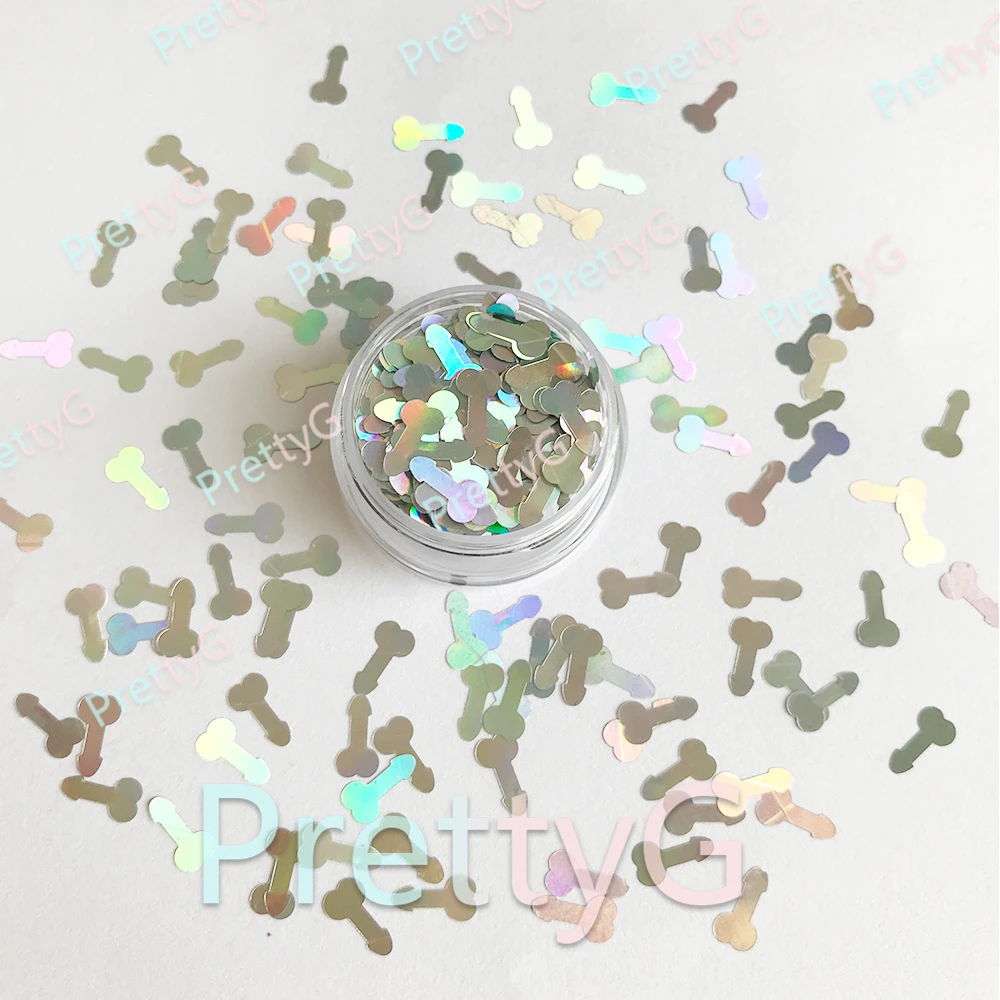 Nail Glitter Nail Decoration Body Glitter PrettyG 1 Box 8mm Small Man Penis Dicks Shape Glitter Sequins Holographic Glitter for Resin DIY Making Body Art Craft Decoration