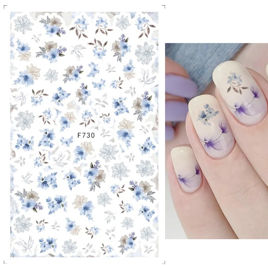 추상적인 불규칙 영어 알파벳 스케치 꽃 시리즈 네일 데칼 네일 스티커, 네일 용품, DIY 네일 액세서리 스티커