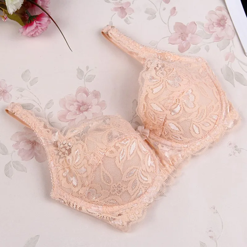 Women 1/2 Big Cup Lace Bra Sexy Floral Underwire Underwear Ladies Push Up  Bras Female Thin Bra Half Cup Gather Brassiere 36-42C - AliExpress