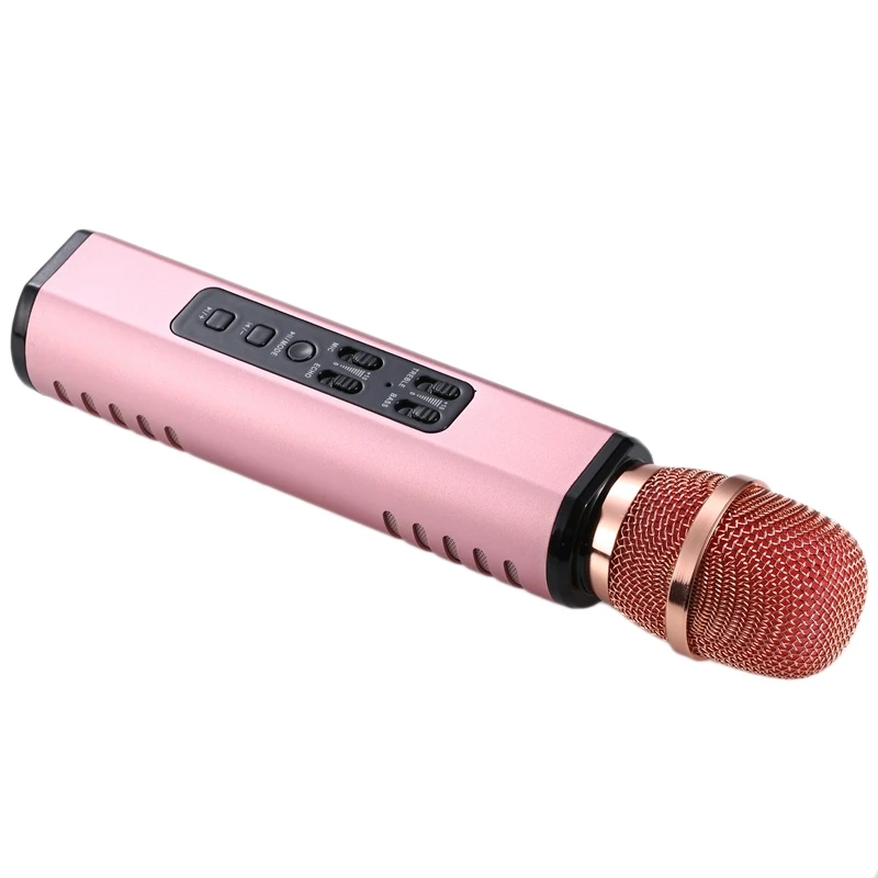 

Condenser Microphone,Multi Functional Bluetooth Microphone 4.1 Speaker Portable Microphone for Android Phone - Pink