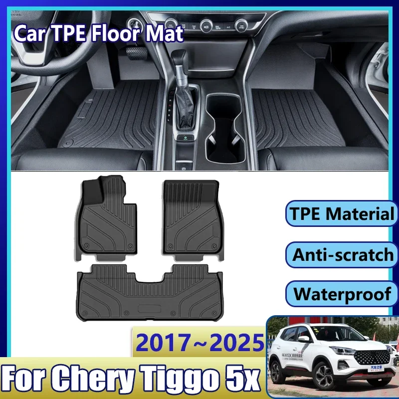 Car TPE Floor Mats Dirt-resistant Mud Carpet Foot Pad Full Set Rug Tappeto Accessories For Chery Tiggo 5x 4 Pro