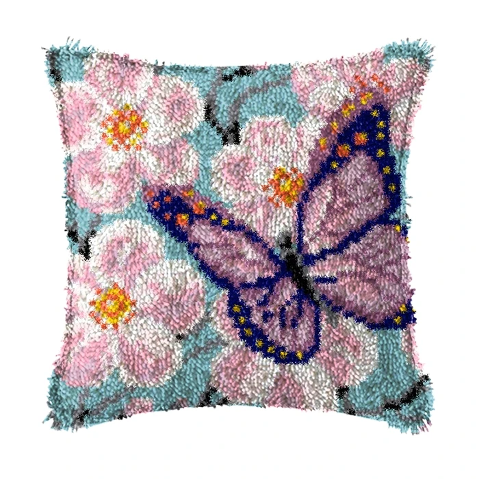 Craft Supplies Latch Hook Cushion Kits Butterfly Pillow Case Crochet Hobby & Crafts DIY Yarn Embroidery Cushion Cover Sofa Bed Pillows