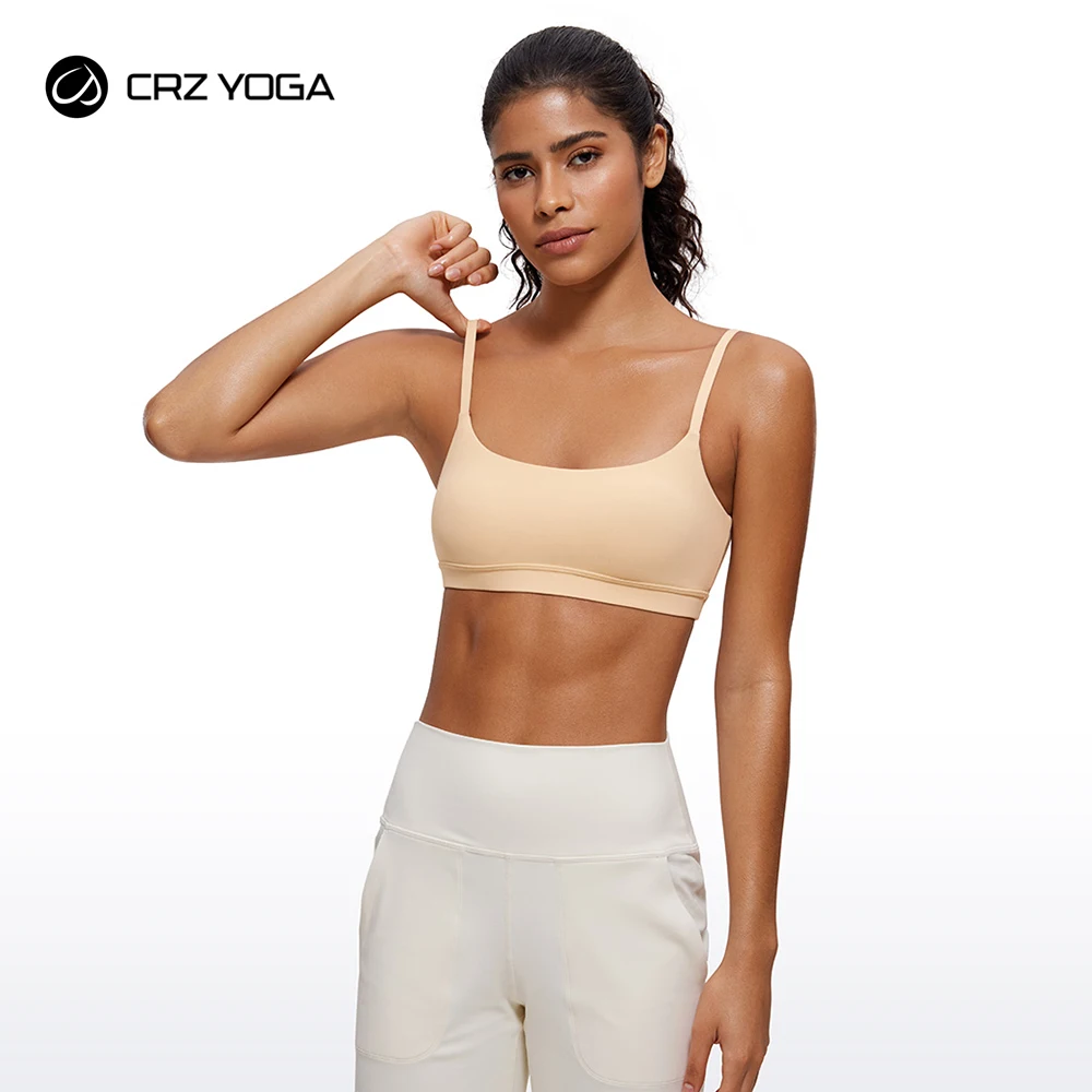 CRZ YOGA Womens Butterluxe Y-Back Racerback Sports Bra - Spaghetti Thin  Straps Scoop Neck Athletic Padded Yoga Bra - AliExpress