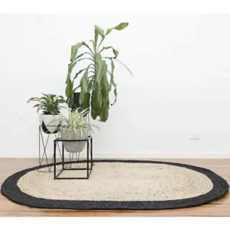 

Oval Rug 100% Natural Braided Jute Reversible Rug Modern Living Rustic Look Rug