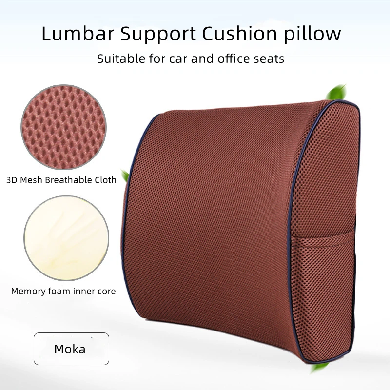 3D Car Lumbar Support Cushion Memory Foam Waist Pillow Soft Cozy Seat Back Cushion For Protect Lumbar Cushion Chair Sofa Office