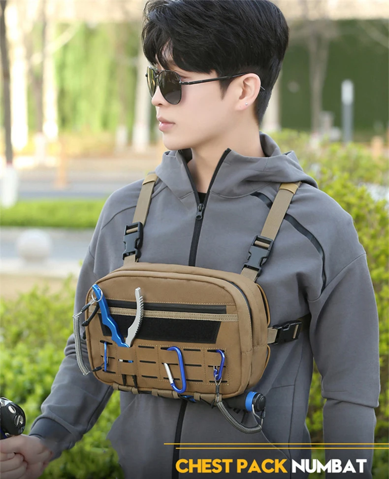 Description Picture 3 of itemTactical Fishing Vest Chest Bag Tackle Waist Bag Large Multi-pockets Rig Pouch Outdoor Sports Camping Hiking Hunting Fanny Pack