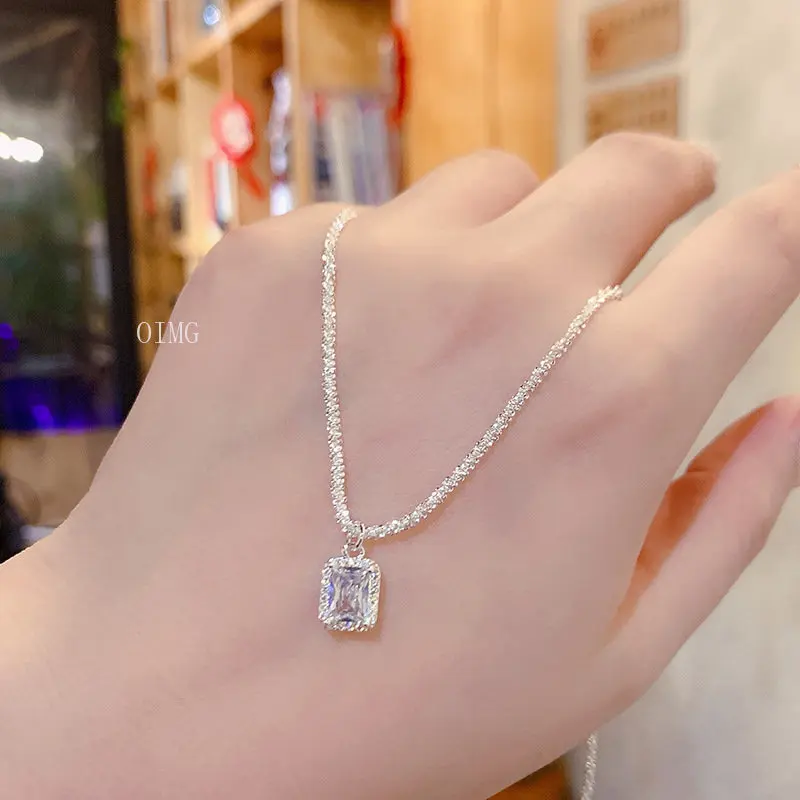 

Necklace Girly Simplicity Fashion High Sense Temperament Clavicle Chain Sweet Ins Style Crystal Pendant