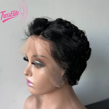 Parrucche Frontali in Pizzo 13x4 di Capelli Umani Premium per Donne, Ondulate da 4 Pollici, Remy Brasiliane, Pre-Piumate, con Attaccatura Naturale, Pizzo da Orecchio a Orecchio