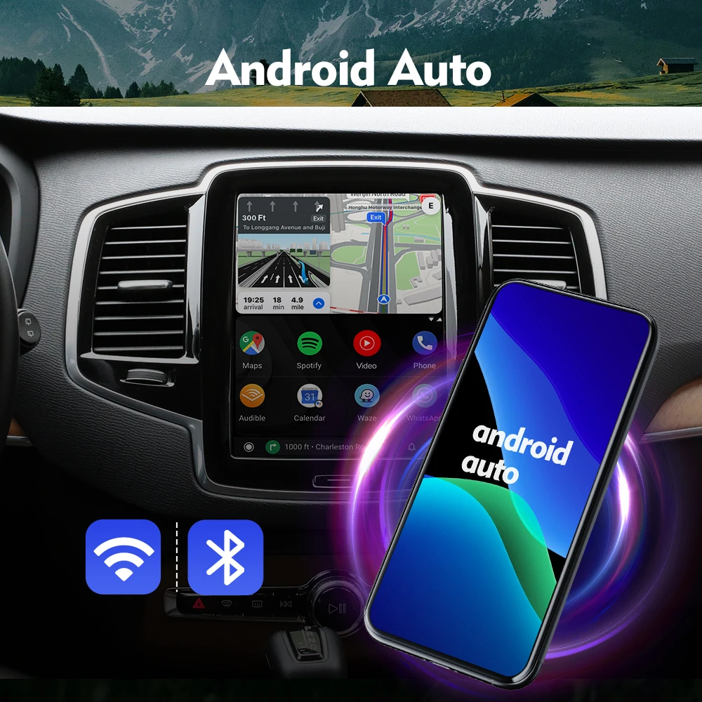 EBILAEN-Android Auto Camera Hicar, Bluetooth Tech Box, Carplay sans fil plein écran pour Volvo XC90 XC60 XC40 S60 S90 V60