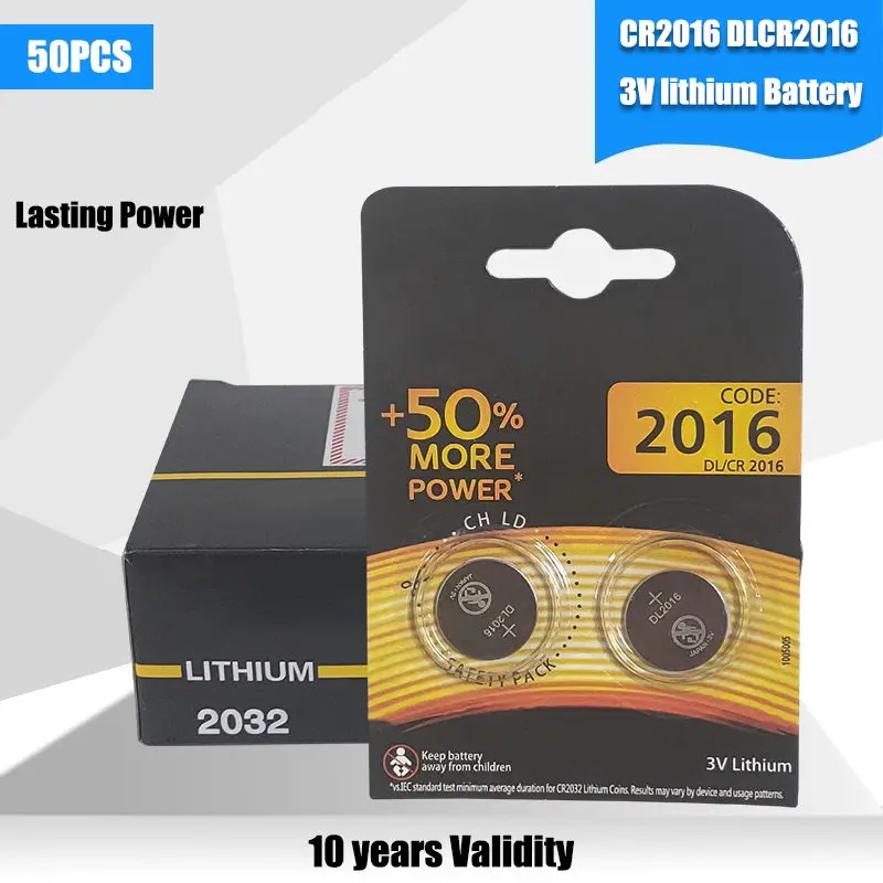 50PCS Original for Durable CR2016 Button Cell Battery 3V Lithium Batteries Watch Toy Computer Calculator Control DLCR 2016 | Электроника