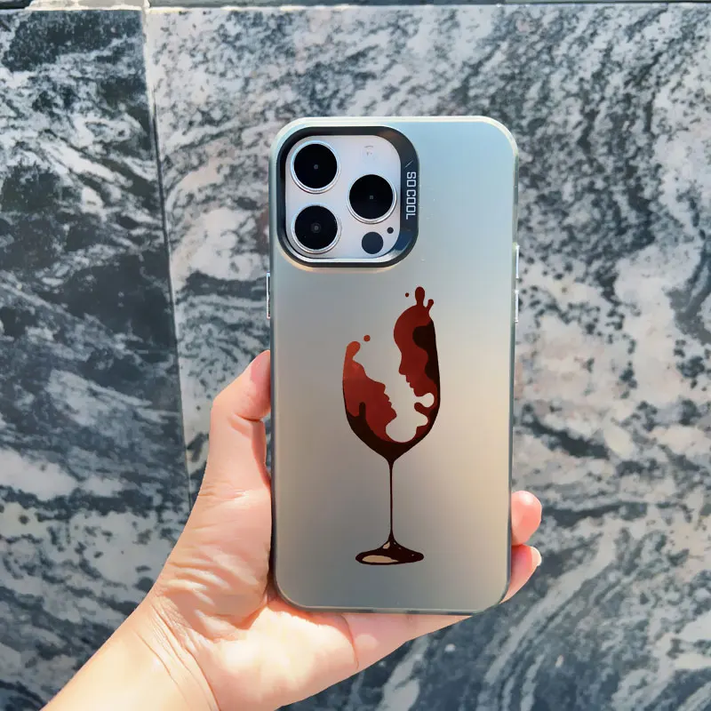 Modische Handyhülle mit Trinkbecher-Linienkunst für Damen, für iPhone 13 12 11 Pro Max Mini 17 15 14 16 Pro Max Plus, stoßfeste Laser-Cover – Detail 8