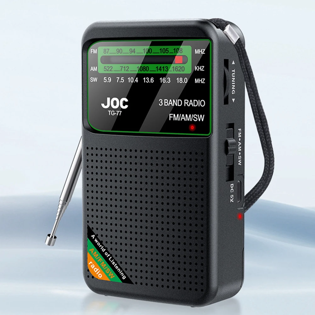 Battery Operated Radio FM AM SW Type-C Rechargeable Transistor with HD Display Screen Pointer For Elder