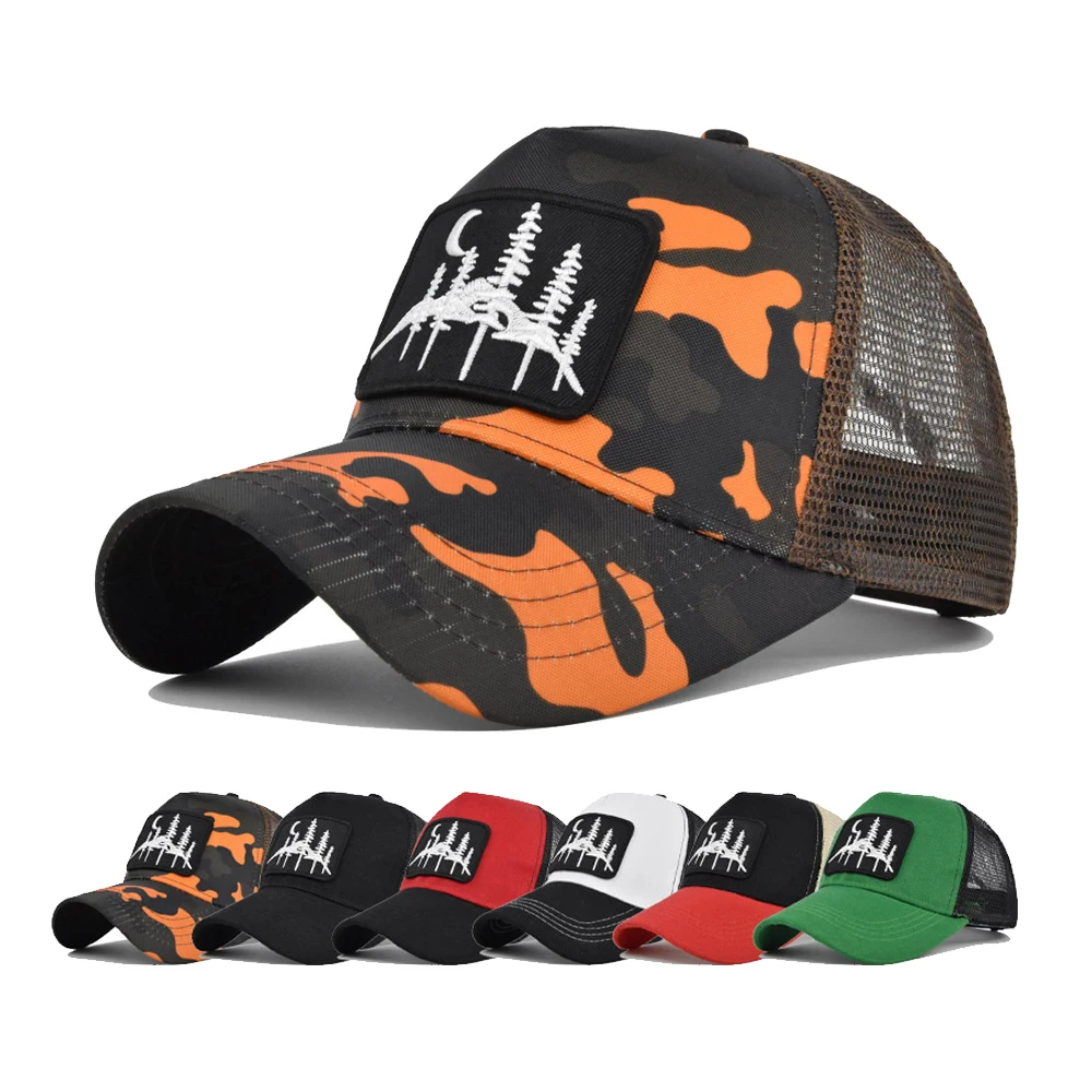 

Baseball Cap Adult Net cap Forest Embroidery Summer hat Breathable hat shade Spring Autumn Cap Hip Hop Fitted Cap