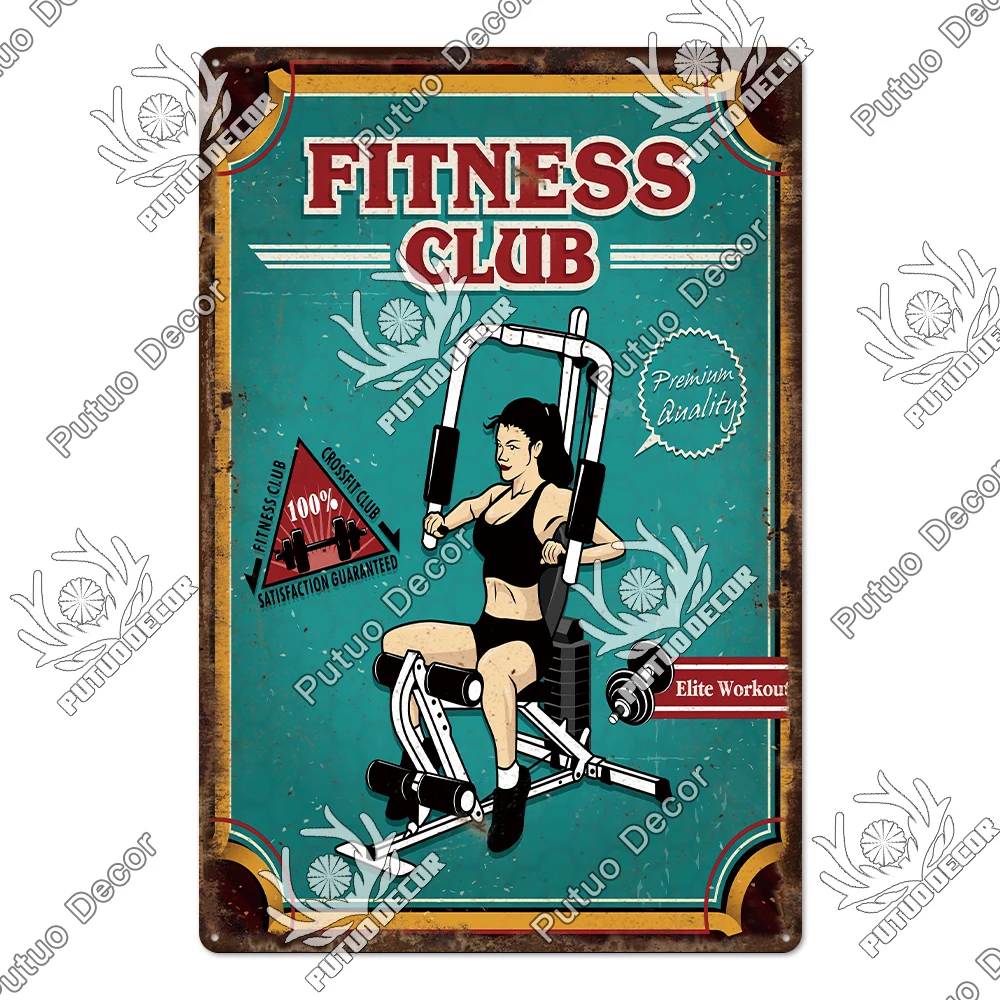 Putuo Decor Gym-letreros de hojalata Vintage, placas de Metal, carteles Retro, arte de pared decorativo para el hogar, cueva, gimnasio y habitación