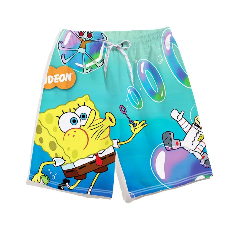 SpongeBob SquarePants Vacation Beach Pants Summer Couple Sleep Pants Quick drying Sports Pants Men's and Women's Casual Pants 6