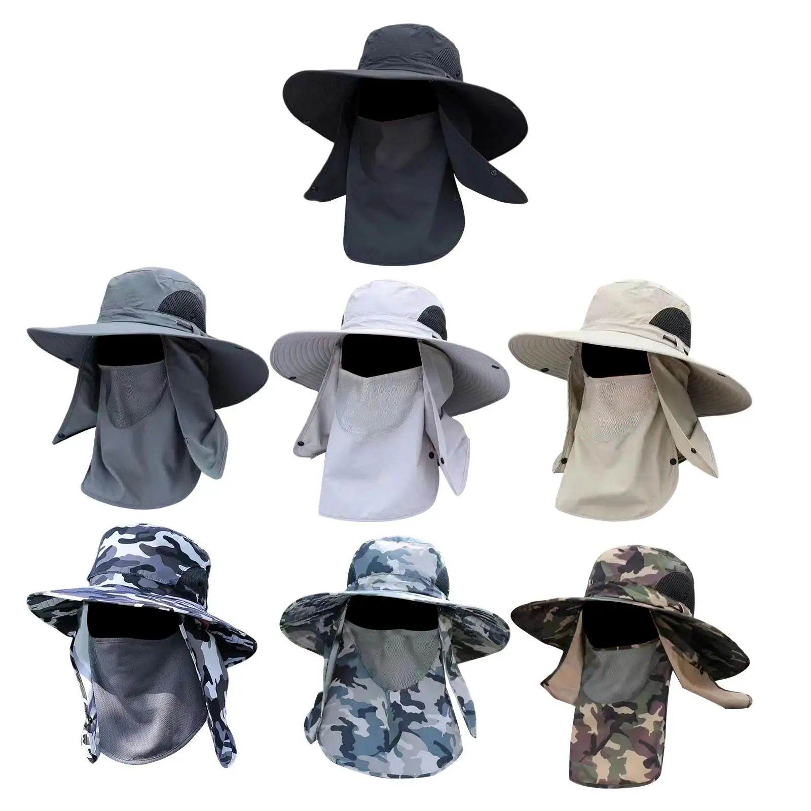 Sun hat bucket hat with detachable neck protection cover for camping unisex