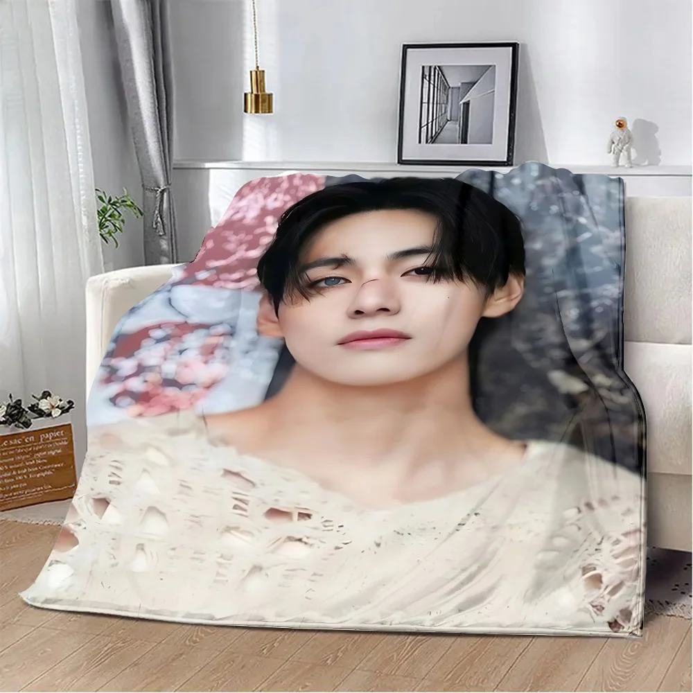 Cartoon Printed Blanket B-BT21S Picnic Blankets Warm Blanket Soft and Comfortable K-Kim taehyungS Home Travel Birthday Gift 5