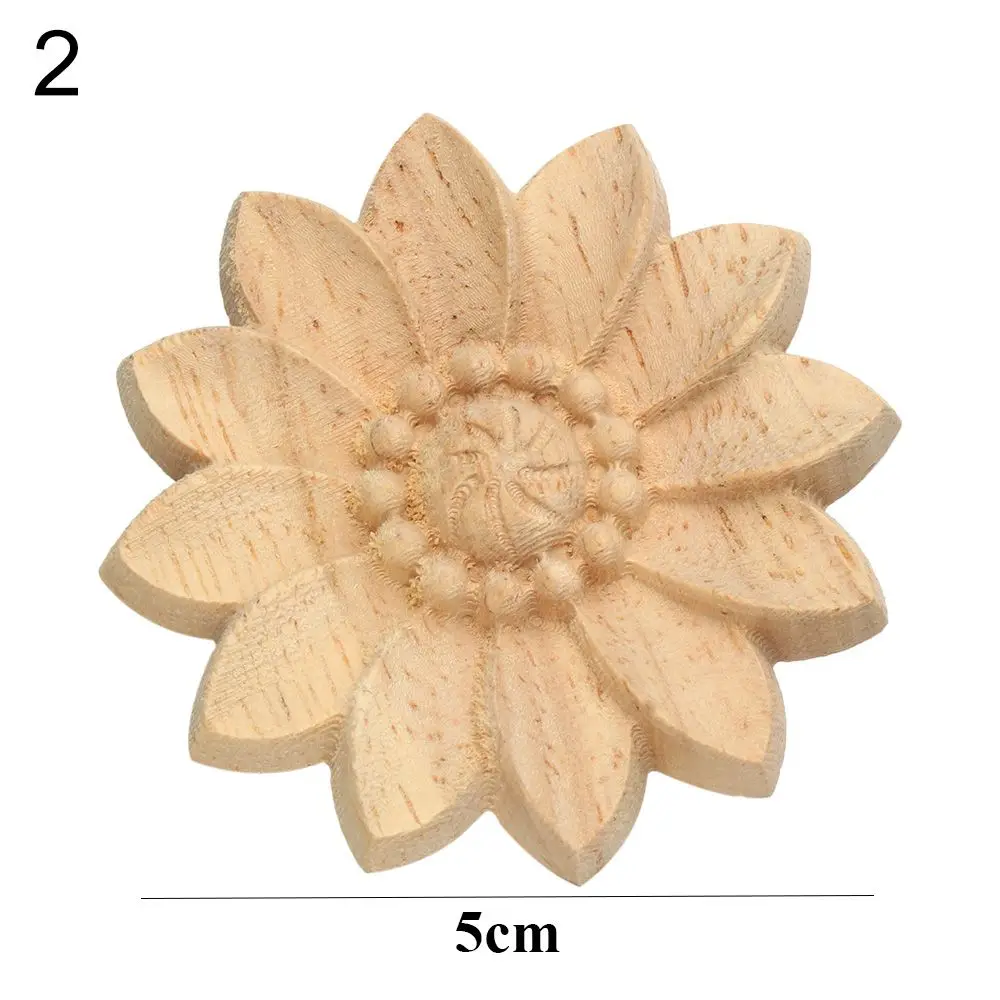 Natural Floral Carved Wooden Decorative Figurine Craft Frame and Corner Applique