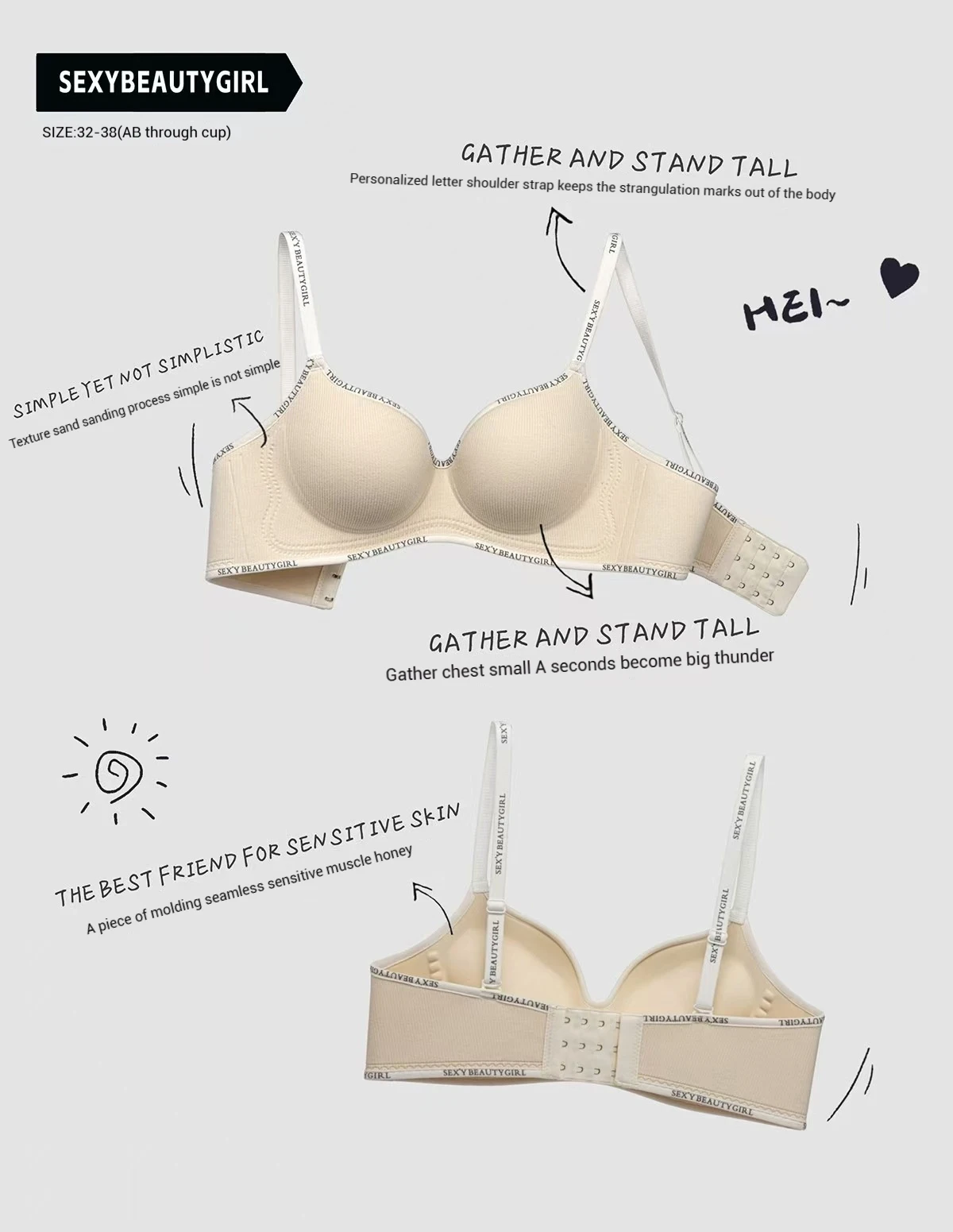 Padded Push-Up Bralette - Adjustable Wireless Comfort Bra