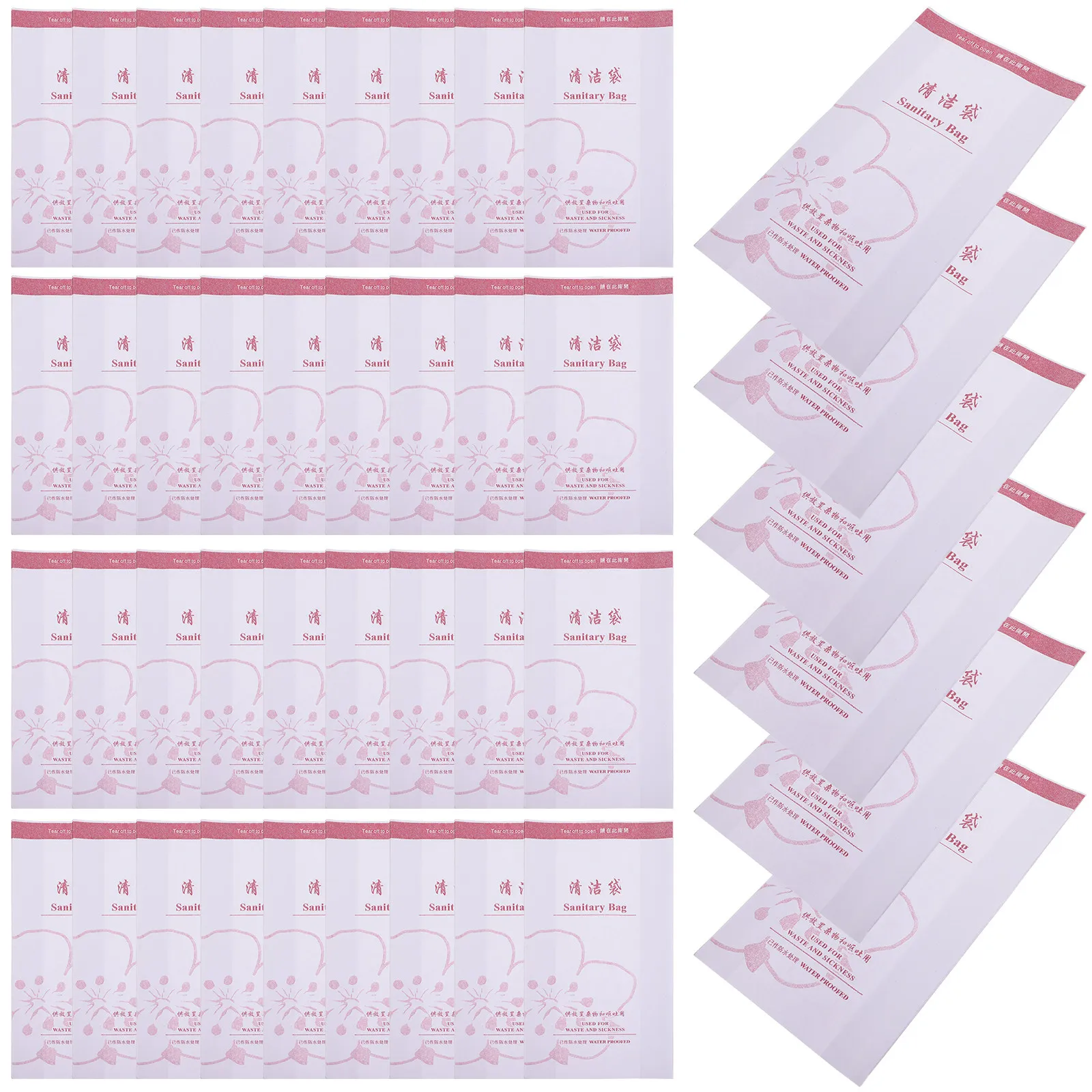 100Pcs 봉인 된 방수 종이 구토 가방 일회용 여행 멀미 야외 멀미 쓰레기 청소 가방