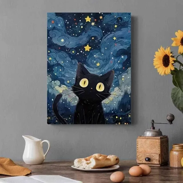 5D bricolage plein diamant peinture étoile chat animal paysage art mosaïque production pâte à main guérison décoration de la maison peinture 1