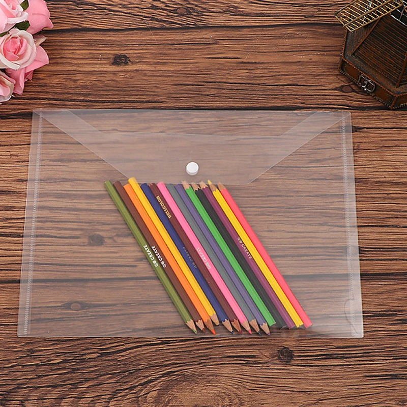 3pcs/lot Transparent A4 File Folder Case Desk Paper Pencil Document Organizer Storage Bag Waterproof bag Stationery Clearance