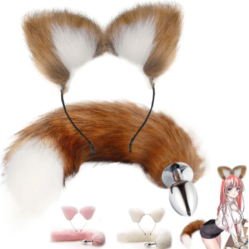 Frauen Anal Butt Schwanz Buttplug Sex Spielzeug Fuchs Zopf mit Ohren Erotische Produkte BDSM Katze Ohren Ass Plug Erwachsene Für Paar Sexuelle Spiel 1