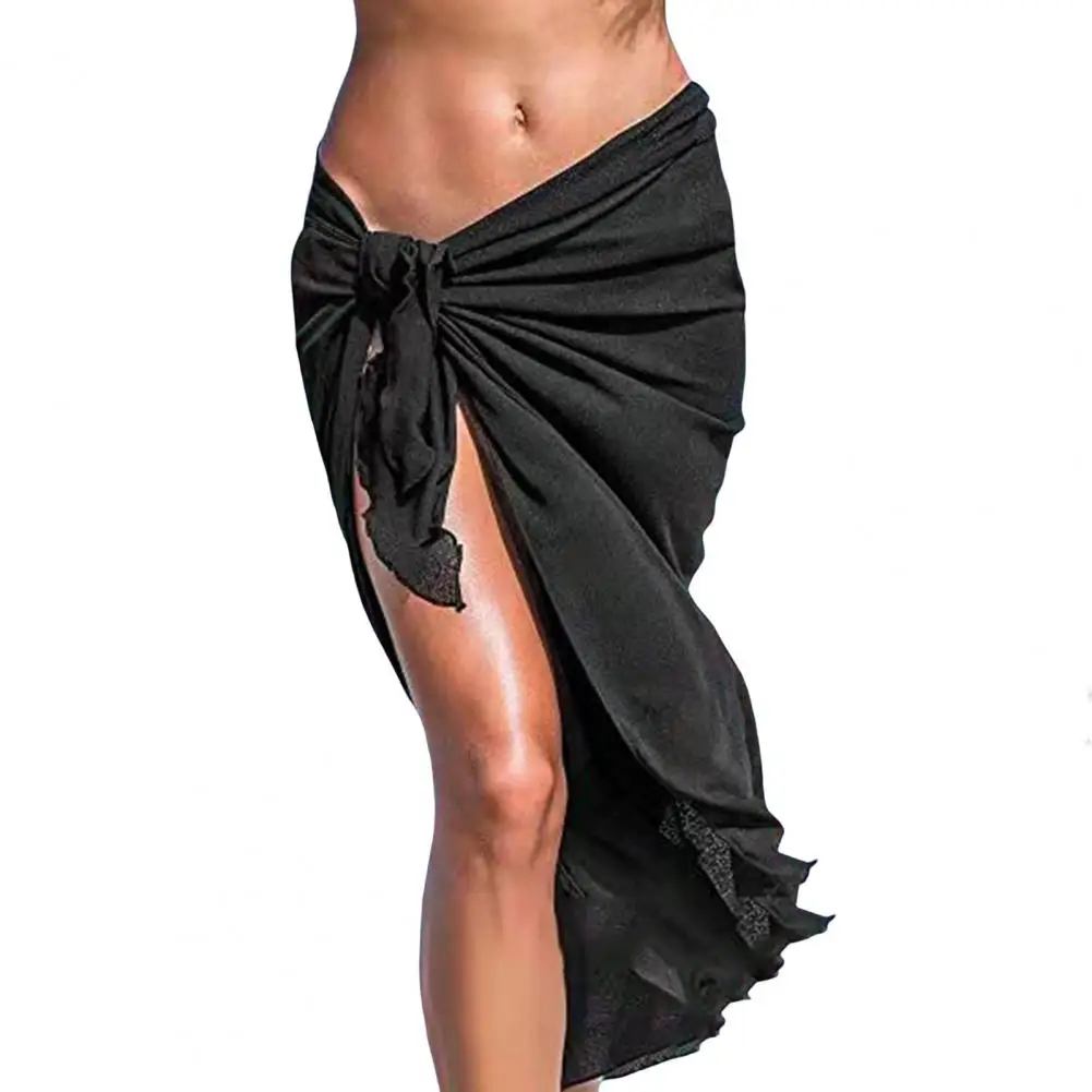 Women Chiffon Swimwear Bikini Cover-Ups Wrap Skirts Summer Beach Sexy Black  White Scarf Shawl Sarong Pareo Swimming Vacation - AliExpress