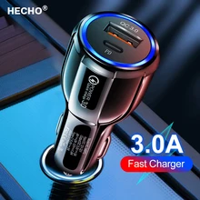 

HECHO Dual USB Car Charger For Type C Fast PD QC Charging Phone Charge Plug For iPhone 13 12 iPad Airpods Huawei Samsung Xiaomi