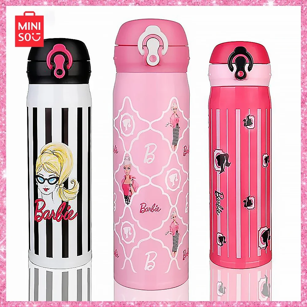 

2024 Miniso Barbie New 304 Food Stainless Steel Direct Drinking Insulated Cup 480Ml Childrens Portable School Birthday Gift