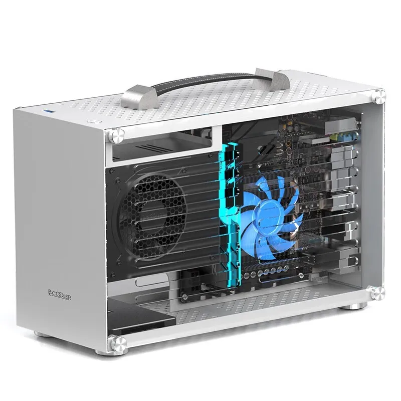 Pccooler i100 2I110 ITX MINI Small Case All Aluminum Suitcase Portable HTPC Desktop Computer Empty Chassis PC Gaming Case