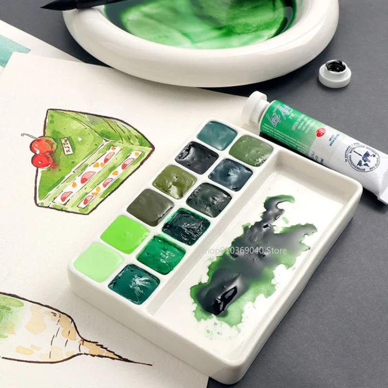 Watercolor painting set watercolor paint watercolor pigment 12 Colors white night watercolor paint packed 0.5/1ML green series artist grade plant painting portable travel art supplies