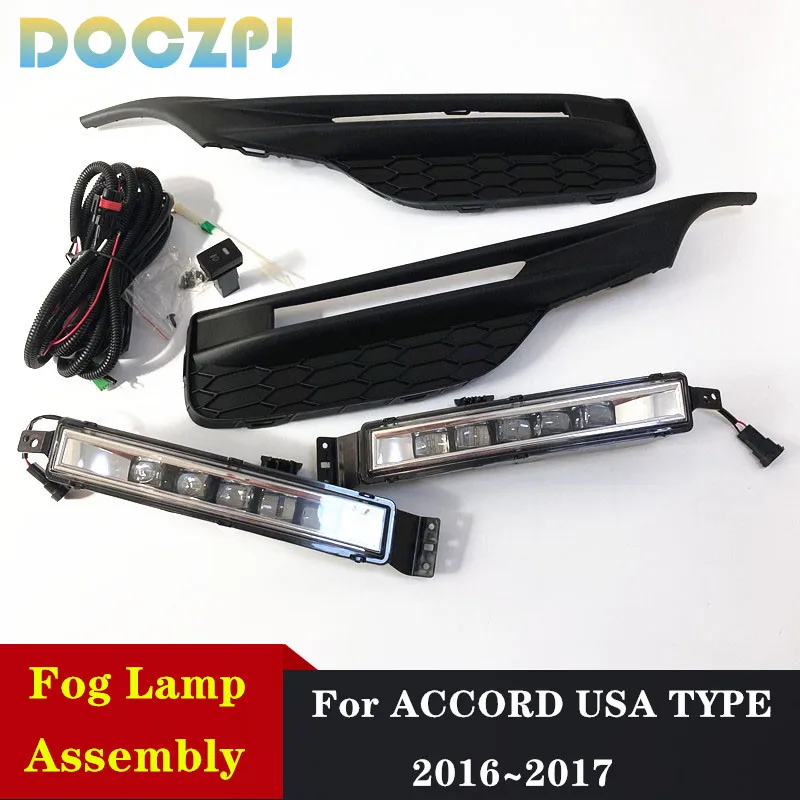 

1 комплект, Светодиодный Противотуманные фары для переднего бампера автомобиля HONDA ACCORD (ASIA TYPE) 2016 2017 с проводным переключателем