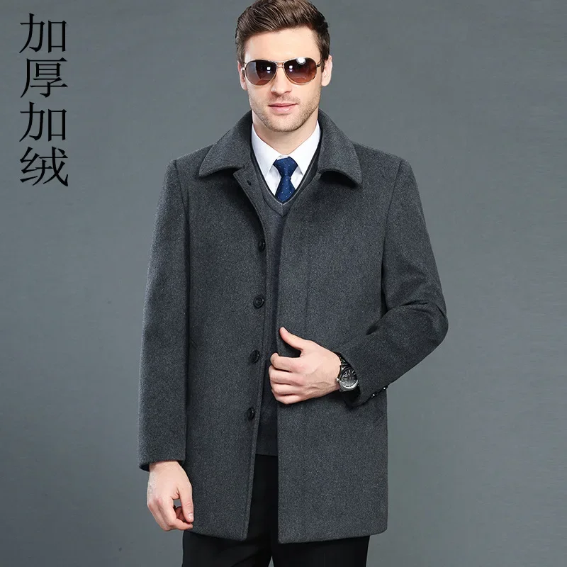 Cashmere 60% Wool Coat Men's Polo Collar Plush Thick Warm Coats for Men Business Casual Clothing Male Clothes Abrigos FCY4723 3