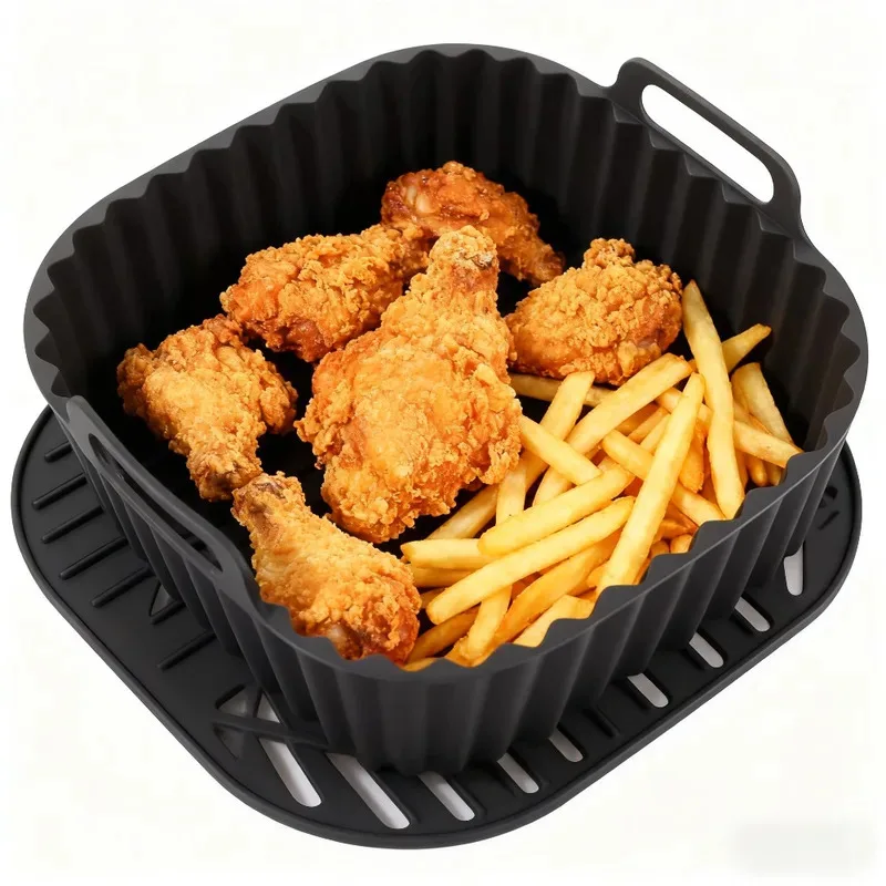 Eco-Friendly Silicone Air Fryer Liners - Non-Stick Square Basket Mats