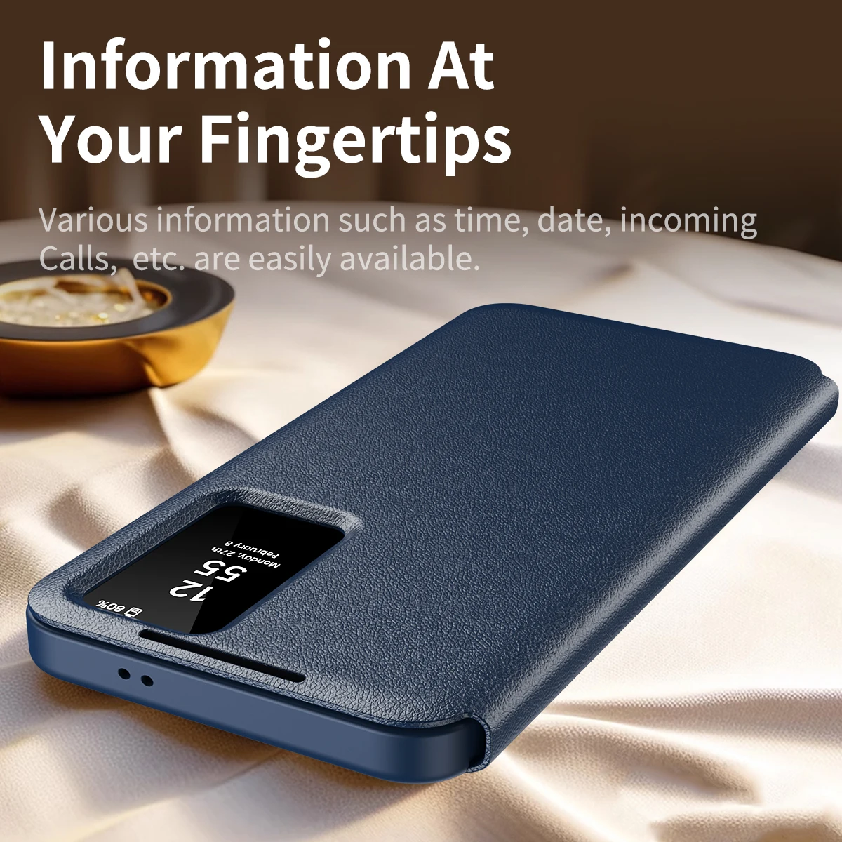 Smart Window Wallet Phone Case with Wake/Sleep Feature and Card Holder Stand