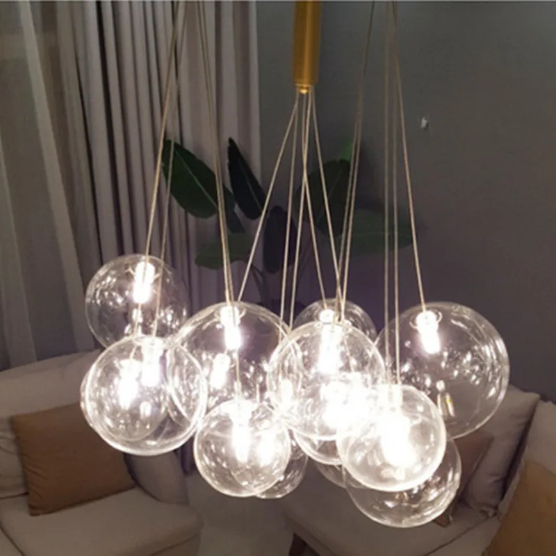 

Gypsophila Led Pendant Lamp Glass Ball G4 Ceiling Chandelier Home Dining Room Kitchen Island Decor Luster Hanging Light Fixtures