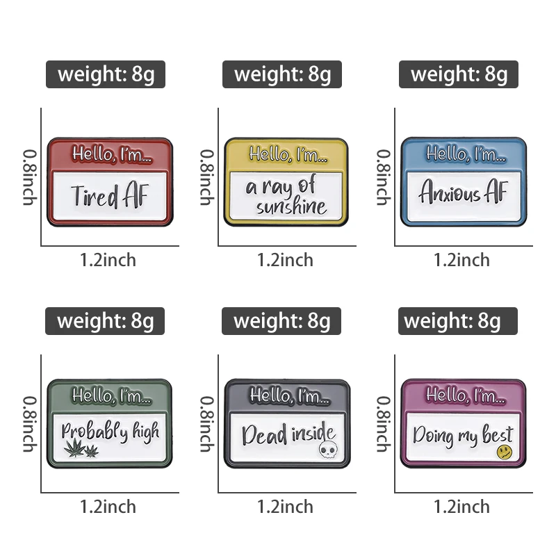 Spaß Zitate Set Emaille Pins benutzer definierte tun meine besten Broschen Revers Abzeichen anti soziale Intro vertierte Punk Goth Schmuck Geschenk für Freunde – Detail 5