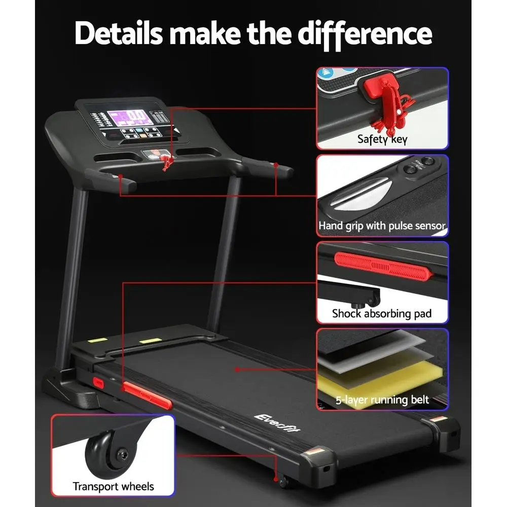 Everfit Electric Treadmill with Auto Incline-Home Gym Fitness Machine 520mm