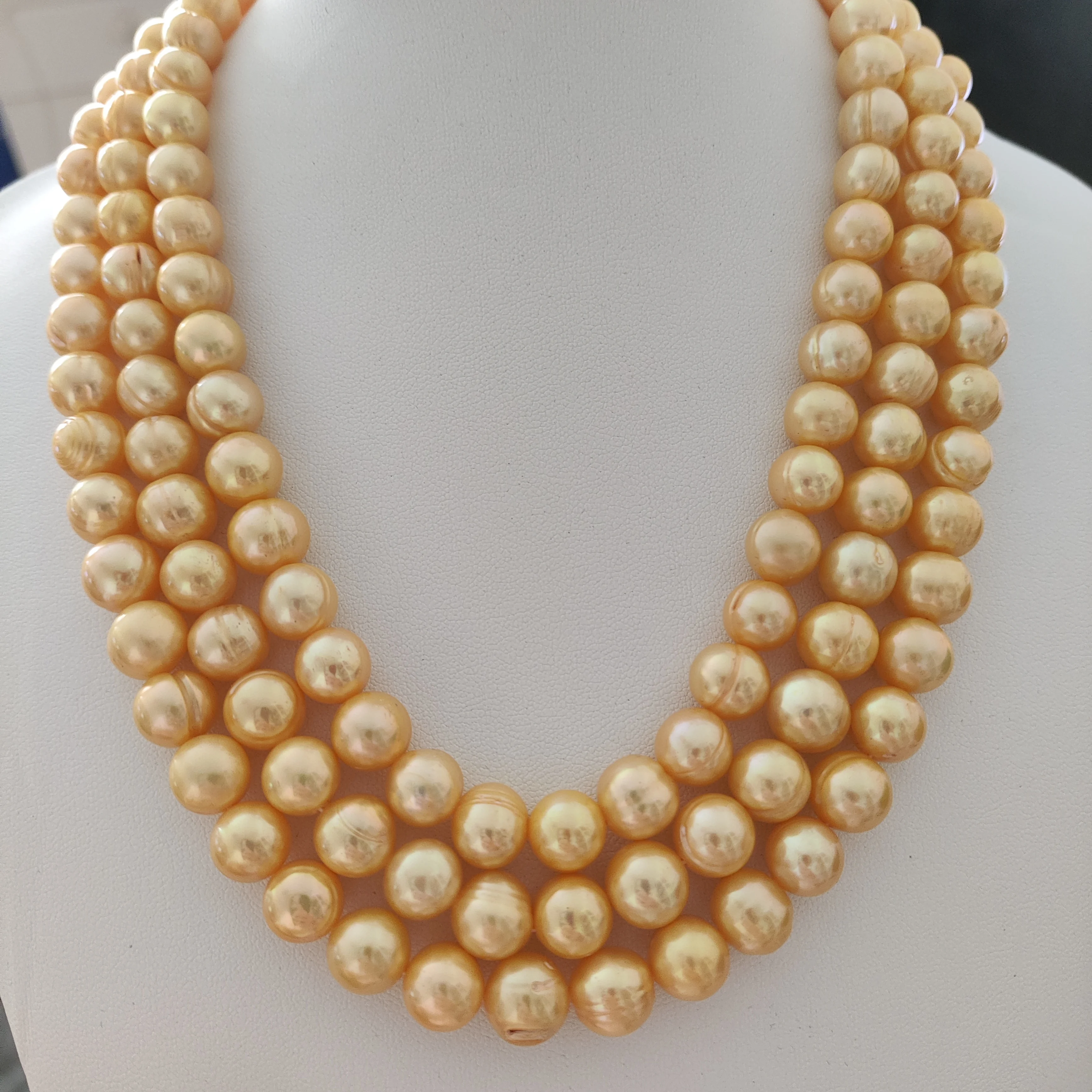 

50" AAAA+ 11-12MM NATURAL Gold SOUTH SEA BAROQUE PEARL NECKLACE 14K goldfine jewelryJewelry Making