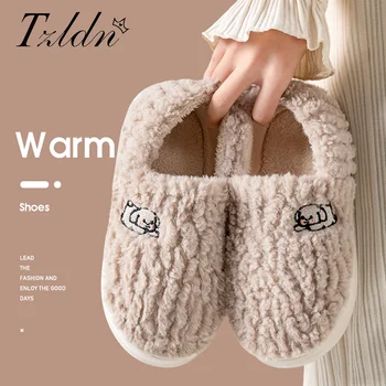 Cotton Slippers for Women Suitable for Home Use Indoor Anti Slip Confinement Shoes Thick Soled Warm for Couples Men Slippers 1
