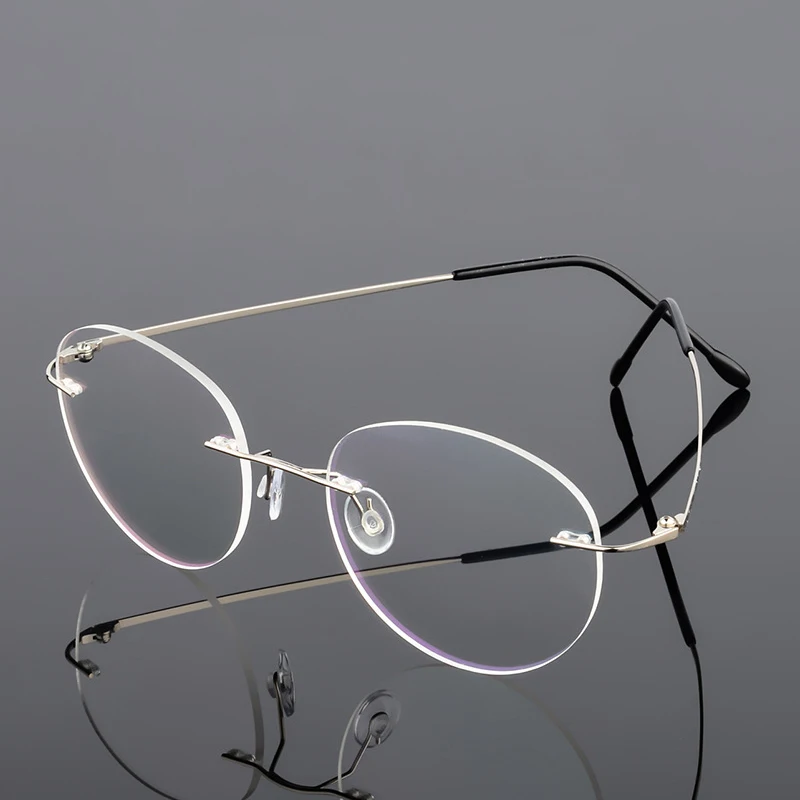 Rimless Prescription Glasses For Myopia -0.5 to -8.0 Men Women Framless Titanium Alloy Blue Light Blocking or Photochromic F017