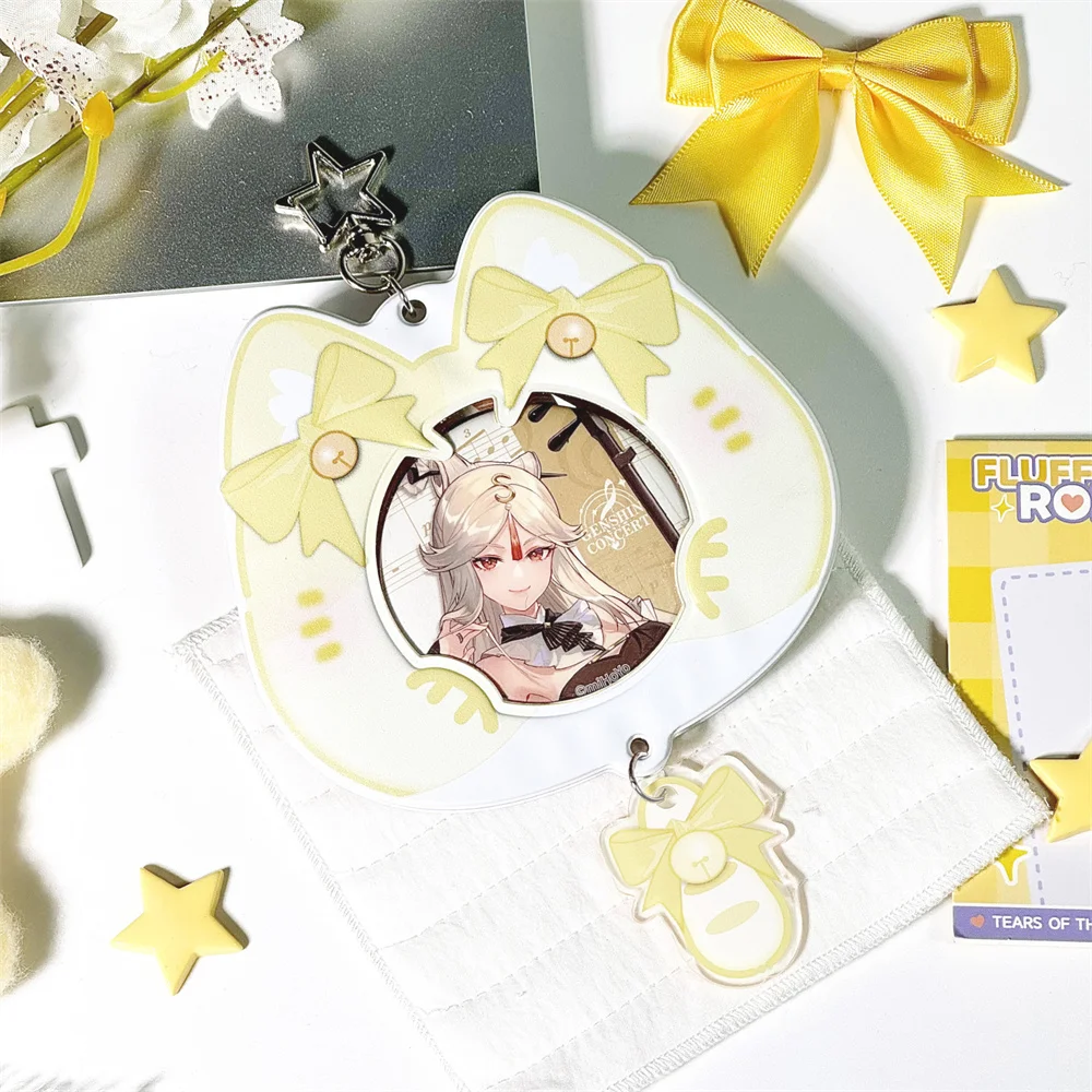 Cat Bow PVC Photocard Holder ID Card Badge Holder Photo Card Holders Transparent Display Protective Cover Backpack Pendant